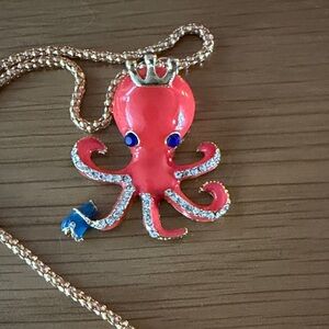 Betsy Johnson Orange Octopus Necklace NWT